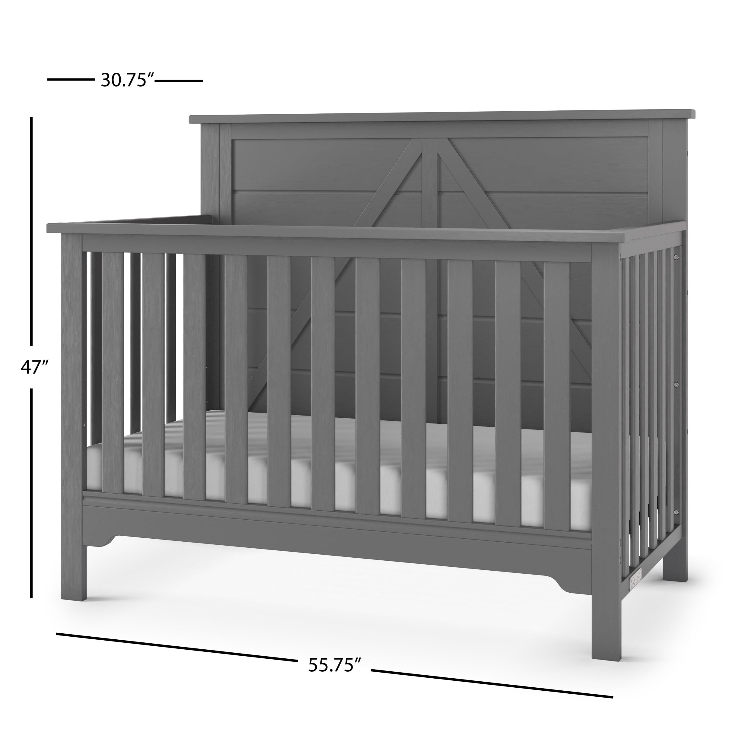 Child Craft Woodland 4-in-1 Convertible Crib, Baby Crib Converts to Day Bed, Toddler Bed and Full Size Bed, 3 Adjustable Mattress Positions, Non-Toxic, Baby Safe Finish (Brushed Pebble)