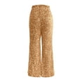 thumbnail image 4 of Women Sparkly Sequin Wide Leg Pants Shiny Elastic Drawstring Palazzo Pant Color Khaki Size L, 4 of 5