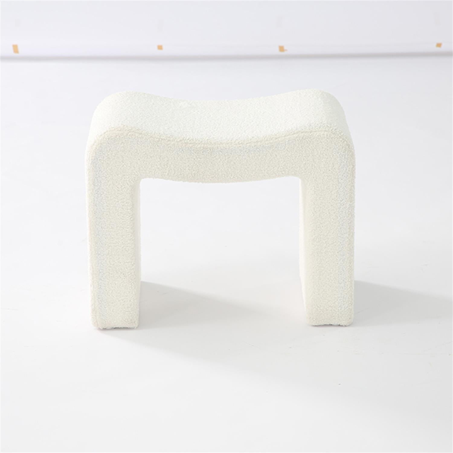 Demi Bonn Modern Vanity Stool, Fully Assembled Upholstered Ottoman Sofa Footrest for Living Room, Bedroom, Entryway and Office, White