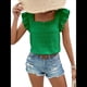 thumbnail image 4 of Top de Mujer con Cuello Cuadrado y Volantes de Corta Verde Talla S, 4 of 10
