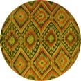 thumbnail image 1 of Ahgly Company Indoor Round Southwestern Yellow Country Area Rugs, 3' Round, 1 of 4