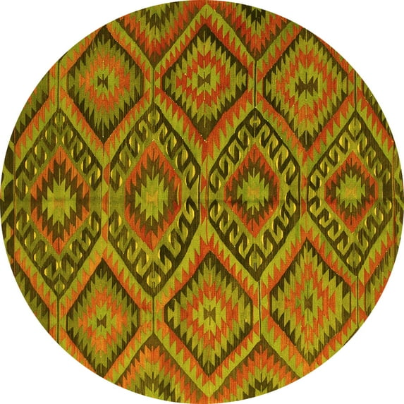 Ahgly Company Indoor Round Southwestern Yellow Country Area Rugs, 3' Round