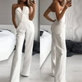 thumbnail image 2 of 2025 Women Solid Tube Top Lace Jumpsuit Sleeveless Rompers Cold Shoulder Woman Jumper Suit Pocket, 2 of 5
