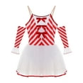 thumbnail image 3 of vastwit Womens Candy Cane Leotard Dance Dress with Gloves Striped Tulle Tutu Dress Red S, 3 of 7