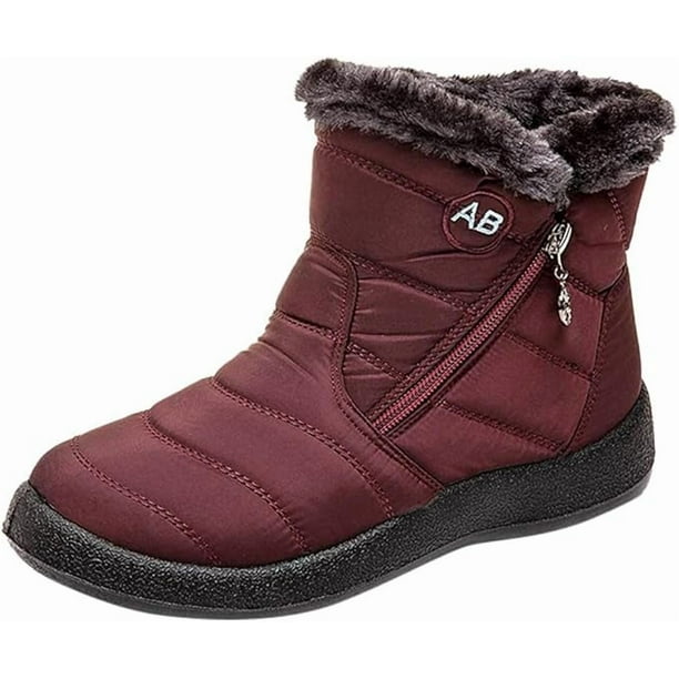 Botines para mujer sin tacón, botines de cuña con corte en V, tacones gruesos, borlas y cremallera lateral.