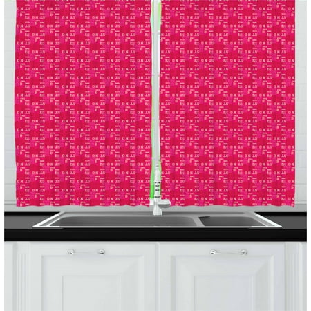 Boston Curtains 2 Panels Set, Upside Down Messy Arrangement of Boston Letters on Pink Background, Window Drapes for Living Room Bedroom, 55W X 39L Inches, Hot Pink Magenta and Pink, by (Best Way To Cool Down A Hot Room)
