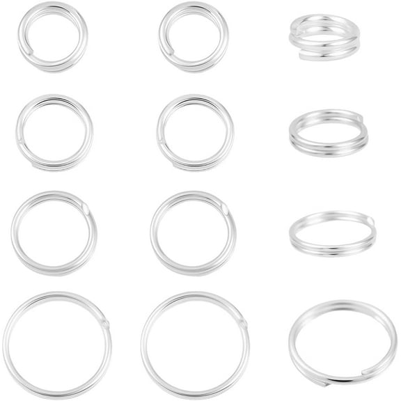 1 Box 12Pcs 925 Sterling Silver Split Rings 4 Sizes Double Loops Ring for Pet Collar Tag DIY Craft Accessories