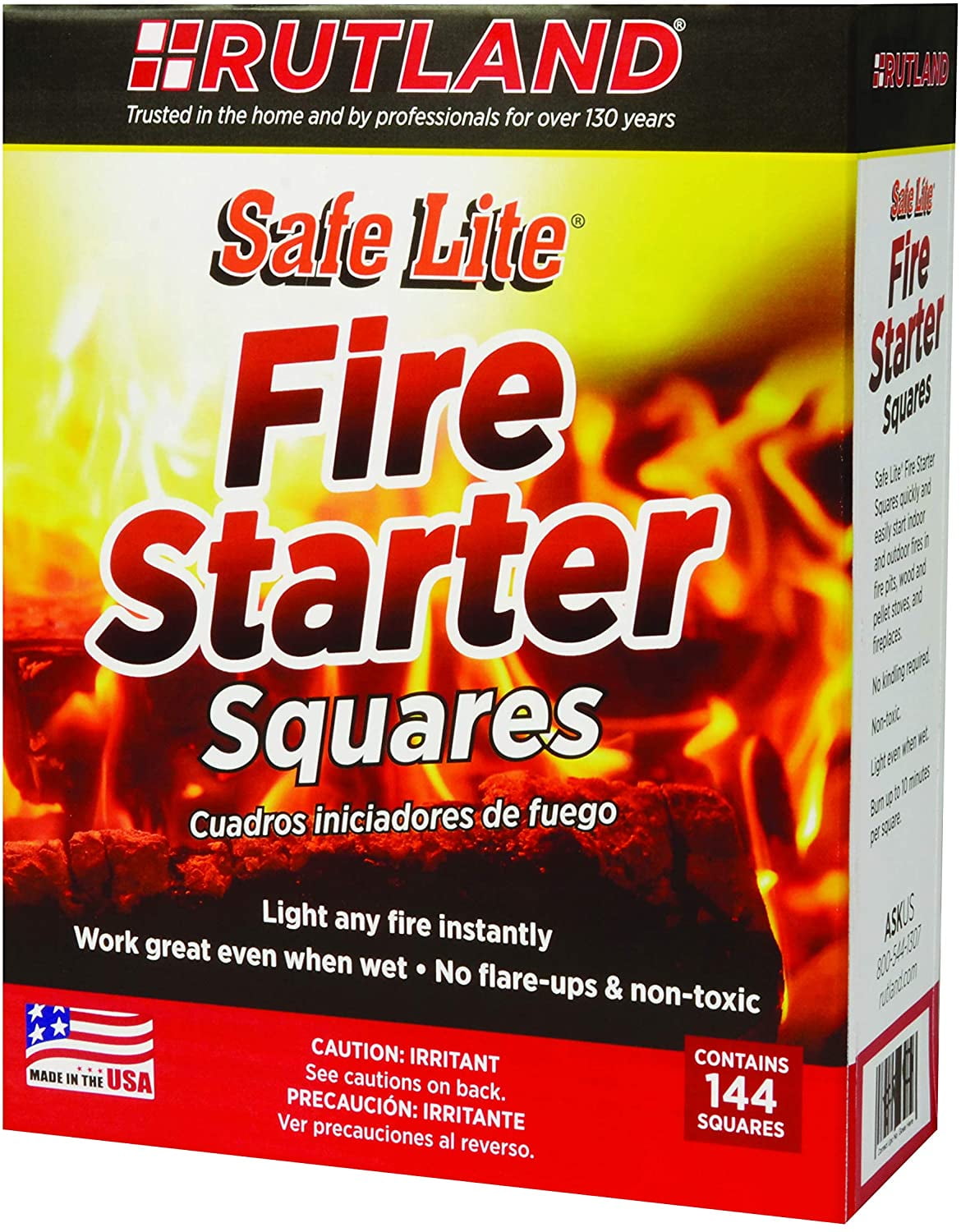 Rutland 50B Safe Lite Fire Starter Squares 144 Squares #.1-Pack 144 Count