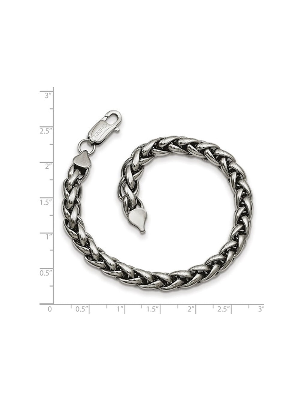 Gem & Harmony Mens Bracelet in Polished Stainless Steel 8.50 inches for Men