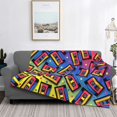 thumbnail image 2 of Honeii Vintage Audio Cassettes print throw blanket, crafted from cozy cotton flannel, offers versatile home decor as a bedding suitable for all seasons.-50"x40", 2 of 6