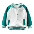 thumbnail image 3 of GiLiling Boys Girls Baseball Jacket School Uniform Fleece Coats Lightweight Jackets Kids Preppy Trendy Tops Long Sleeve Causal Coat (Green, 7-8 Years), 3 of 6