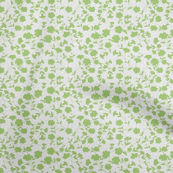 oneOone Cotton Flex Light Green Fabric Floral Sewing Material Print Fabric By The Yard 40 Inch Wide