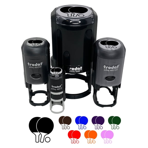 Ping Pong Table Tennis Paddles and Ball Self-Inking Rubber Stamp Ink Stamper - Fuchsia Ink - Small 3/4 Inch