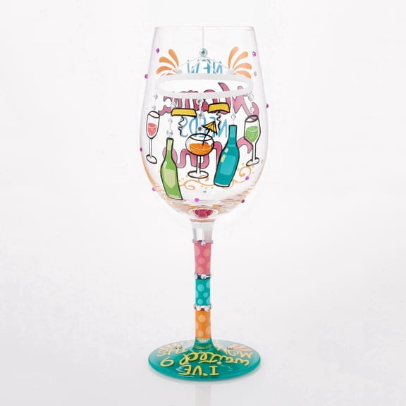 Lolita New Mama Needs Wine Hand Painted Wine Glass 15oz