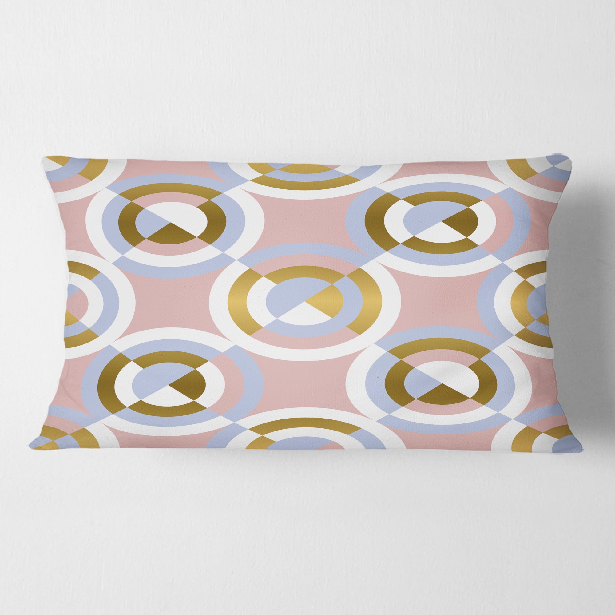 Designart Circular geometric shapes pattern' Mid-Century Modern Throw Pillow - 12x20