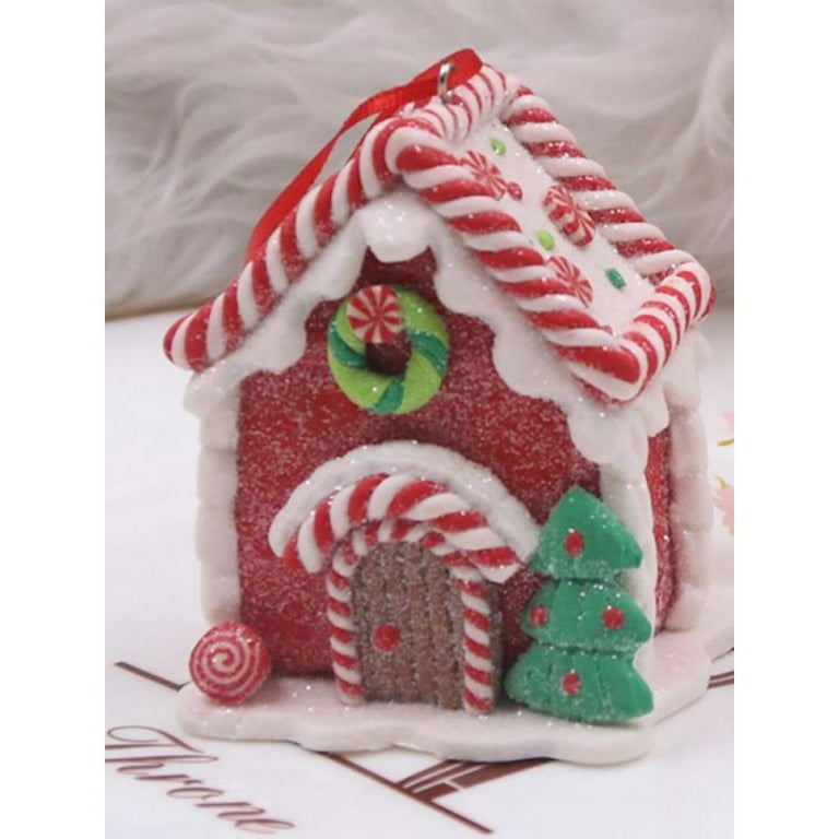 3 pc LED Gummy Candy 2024 Gingerbread House Ornaments Set 3 3/4 inches