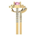thumbnail image 3 of 1.8 ct Brilliant Round Cut Pink Zircon 18K Yellow Gold Halo Solitaire with Accents Engagement Bridal Wedding Ring Band Set size 10, 3 of 7