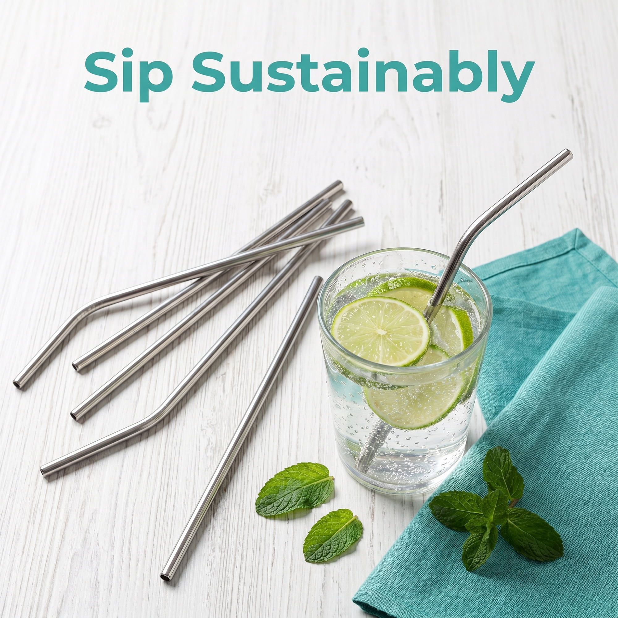 Unique Bargains 10Pcs Reusable Stainless Steel Dishwasher Safe Straws Silver