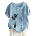 thumbnail image 1 of Birdeem Chemise Décontractée d'Été pour Femmes à Col Rond et Manches Courtes Imprimée Ample, 1 of 3