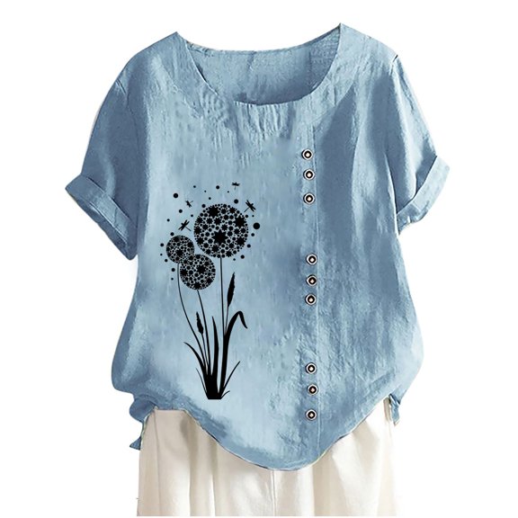 IROINNID Women's Loose T-Shirt Summer Casual Round Neck Short Sleeve Printing Shirt Tops Under 10$