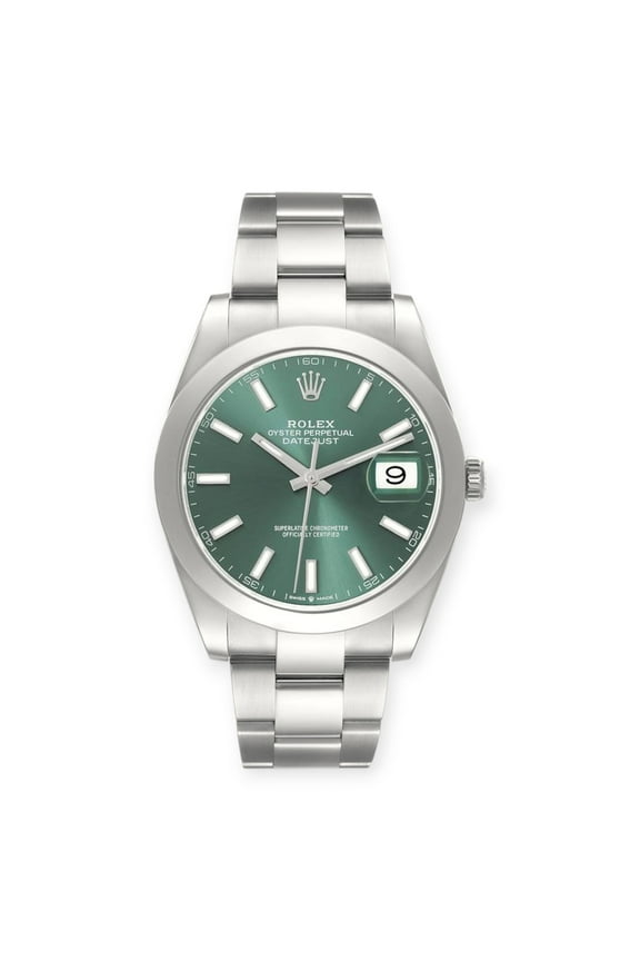 Pre-Owned Rolex Datejust 41 Mint Green Dial 126300 Steel Mens Watch