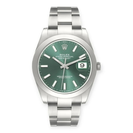Pre-Owned Rolex Datejust 41 Mint Green Dial 126300 Steel Mens Watch
