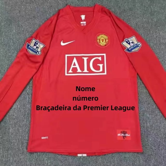 Uniformes 07/08 Manchester United home Camiseta de Manga Larga Manga corta Uniforme de Fútbol Nostálgico Clásico retro Ronaldo No.7 Rojo