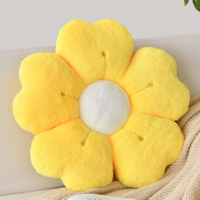 Almohada ZCNYCLAM de piel sintética suave con forma de flor, 38 cm, color amarillo