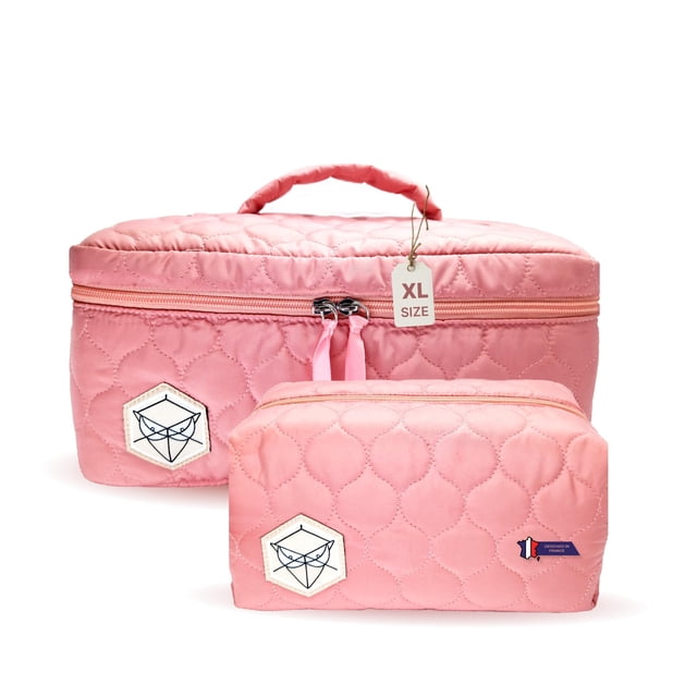 Set de bolsitas de maquillaje PINK PROTECT XL acolchadas de algodón impermeable