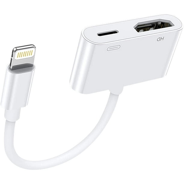 Adaptador HDMI para iPhone a TV certificado Apple MFi Adaptador Lightning AV digital 1080P pantalla de sincronizacion Plug and Play Conector HDMI para iPhone y iPad compatible con todos los iOS JFHHH