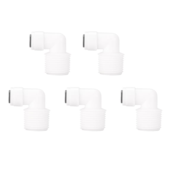 1/2 Inch BSP Male to 1/4 Inch OD Elbow Quick Connect Water Purifier for Reverse Osmosis System 5pcs