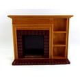 thumbnail image 3 of Dollhouse Miniature Furniture Walnut Red Brick Fireplace with Shelves, 3 of 3