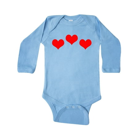 

Inktastic 3 Red Hearts Gift Baby Boy or Baby Girl Long Sleeve Bodysuit