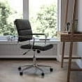 thumbnail image 2 of Flash Furniture Hansel Mid-Back Black LeatherSoft Contemporary Panel Executive Swivel Office Chair, 2 of 15