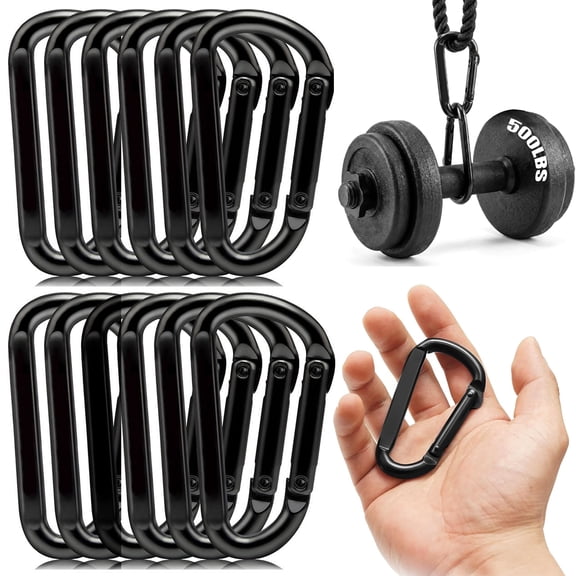 GMZW Heavy Duty Carabiner Clip Hooks, 12 Pack, 500 Lbs Per Piece Load Capacity Keychain Clips for Camping, Hiking ,Backpacking and Outdoor Activities
