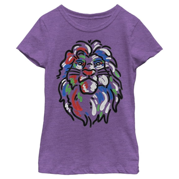 Girl's Lion King Simba Face Paint  Graphic Tee Purple Berry X Large