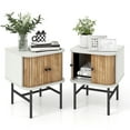 thumbnail image 1 of Gymax Set of 2 Nightstand Compact Modern End Side Table w/ Sliding Doors, 1 of 10