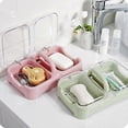 thumbnail image 2 of Green Soap Box, PVC Portable Multifunction Soap Dish with Lid for Travel, 2 of 4