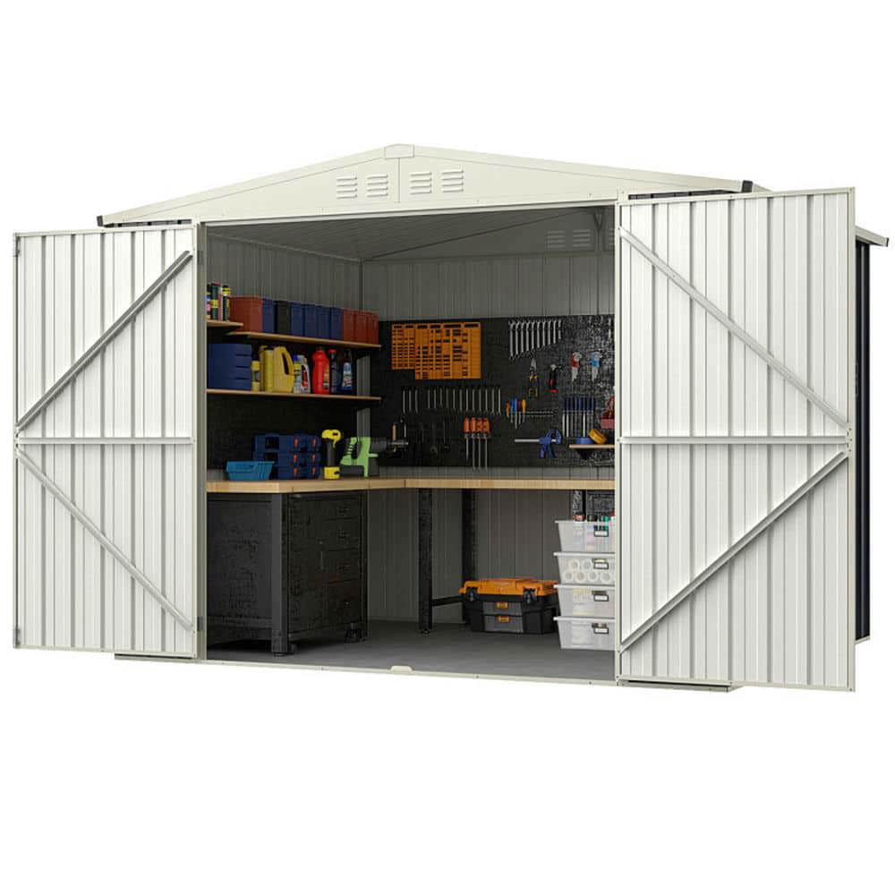 Spaco 7.5 x 6.3 FT Metal Outdoor Storage Shed with Lockable Door, Rustproof Storage Shed with Stable Construction for Outdoor as Backyard, Garden, Patio, Lawn, Gray
