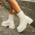 thumbnail image 4 of qkdmdw Beige Women'S Ankle Boots Winter Casual Back Zipper Thick Sole Low Heel Round Toe For Outdoor And Indoor Use, 4 of 9