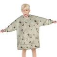thumbnail image 3 of Beige Leaf Butterfly Pattern Blanket Hoodies for Kids 6-13YR Oversize Wearable Blanket Hoodies for Boys Girls Teens, 3 of 7