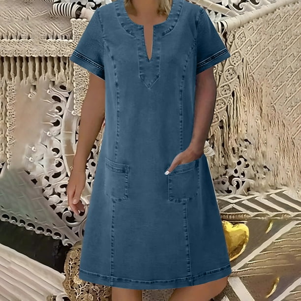 blue jean wrap dress Washed Denim Wrap Midi Dress