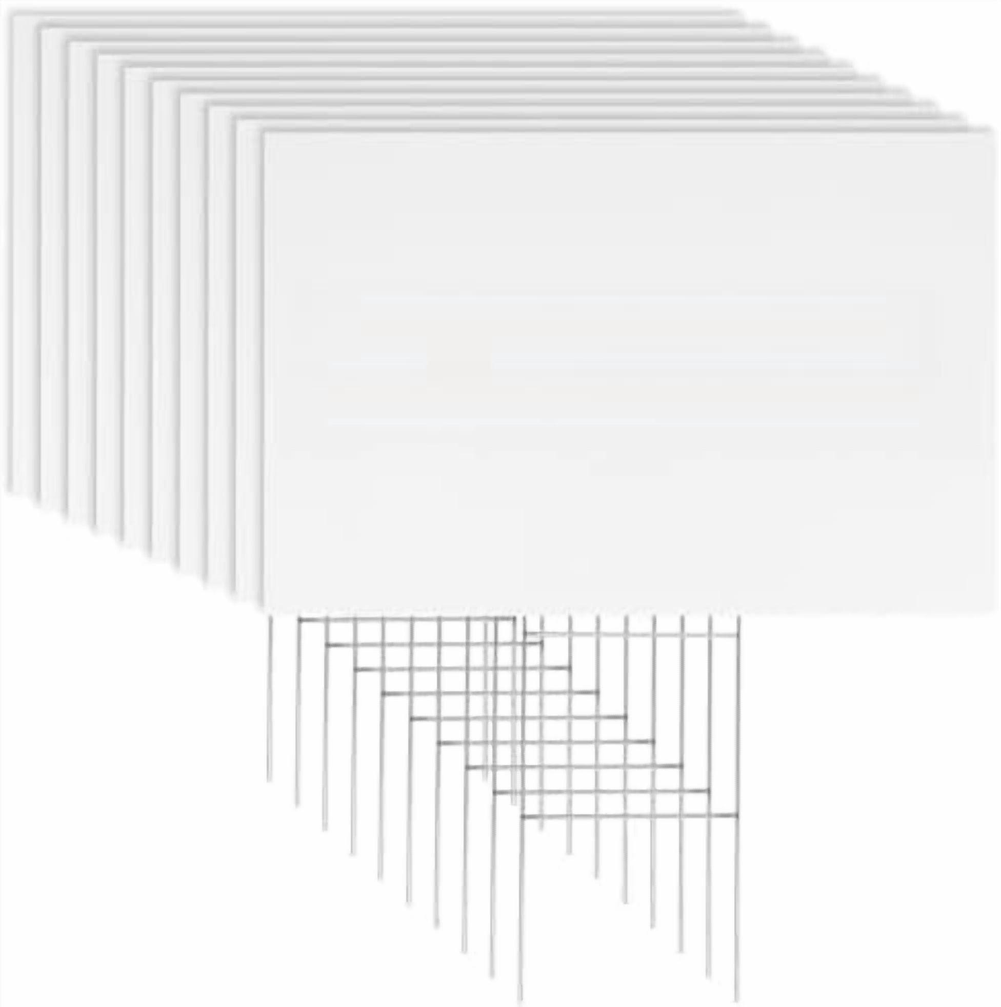 Bocianelli 10 Pack 18 x 12 Inches White Corrugated Plastic Yard Sign with Metal Stakes for Birthday, Real Estate Garage Sale Signs, Rent, Guidepost Decorations