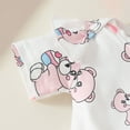 thumbnail image 5 of Hpapadks Baby Girl Outfit Short Sleeve Cartoon Bear Prints Romper Bowknot Shorts Hairband 3 Piece Set New Born Clothes Baby Girl Red 9-12 m, 5 of 7