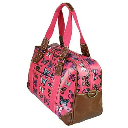 Miss Lulu Women S Oilcloth Travel Bag Erfly Design Plum L1106b Pm