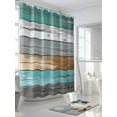 thumbnail image 3 of Coastal Style Shower Curtain, Retro Green Brown Stripe Wood Texture Waterproof Shower Curtain Set with 12 Hooks Lightweight Washable Fabric Shower Curtains for Bathroom 72x72 Inches, 3 of 6