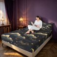 thumbnail image 3 of Homewish Clouds Stars Bed Sheets, Black and Gold Full Size Sheets, 4 Pieces, 1 Flat Sheet, 1 Fitted Sheet and 2 Pillowcases, 3 of 6