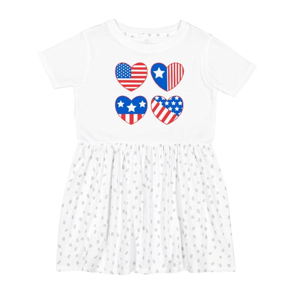 Inktastic Fourth of July American Flag Hearts Girls Toddler Dress