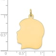 thumbnail image 2 of Solid 14k Yellow Gold Plain Large .018 Gauge Facing Left Engravable Girl Head Charm - 30mm, 2 of 4