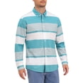 thumbnail image 4 of INSPIRE CHIC Men's Striped Button Down Shirt Long Sleeve Cotton Regular Fit Casual Top M Light Blue, 4 of 6